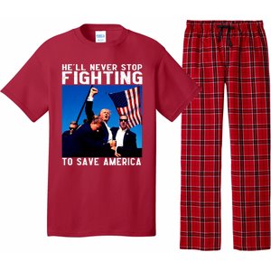 Trump 2024 Ill Be Back 2024 HeLl Never Stop Fighting To Save America Pajama Set