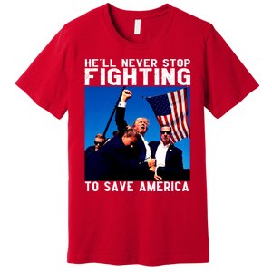 Trump 2024 Ill Be Back 2024 HeLl Never Stop Fighting To Save America Premium T-Shirt