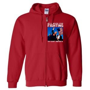 Trump 2024 Ill Be Back 2024 HeLl Never Stop Fighting To Save America Full Zip Hoodie