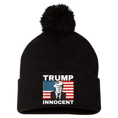 Trump 2024 Innocent TRUMP ProTrump AntiDemocrat Pom Pom 12in Knit Beanie