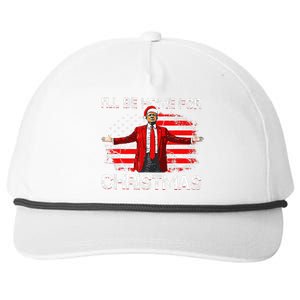 Trump 2024 ILl Be Home For Christmas Funny Trump Xmas 2024 Snapback Five-Panel Rope Hat