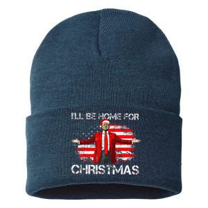 Trump 2024 ILl Be Home For Christmas Funny Trump Xmas 2024 Sustainable Knit Beanie