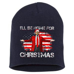 Trump 2024 ILl Be Home For Christmas Funny Trump Xmas 2024 Short Acrylic Beanie