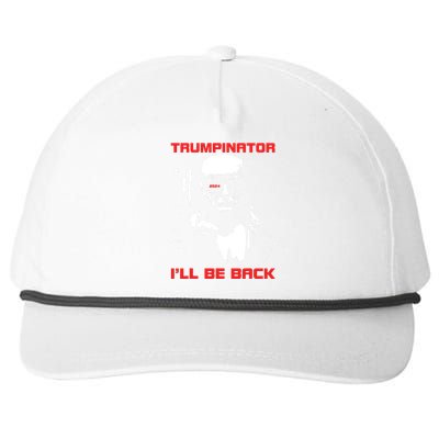 Trumpinator 2024 Ill Be Back Support Trump 2024 Election Snapback Five-Panel Rope Hat