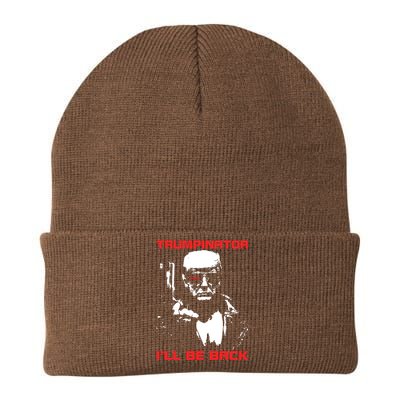 Trumpinator 2024 Ill Be Back Support Trump 2024 Election Knit Cap Winter Beanie