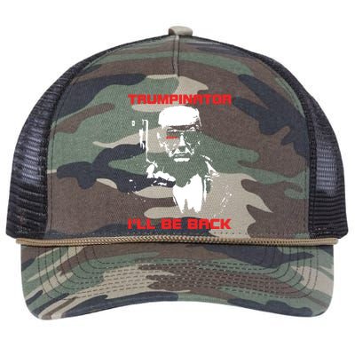 Trumpinator 2024 Ill Be Back Support Trump 2024 Election Retro Rope Trucker Hat Cap