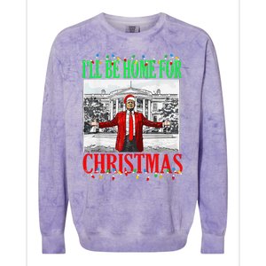 Trump 2024 ILl Be Home For Christmas Funny Trump Xmas Funny Colorblast Crewneck Sweatshirt