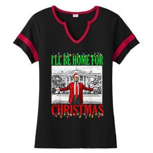 Trump 2024 ILl Be Home For Christmas Funny Trump Xmas Funny Ladies Halftime Notch Neck Tee