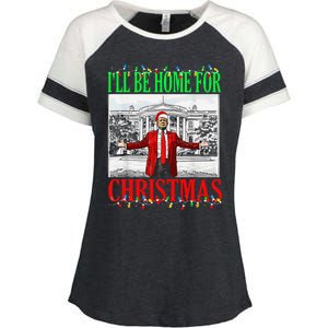 Trump 2024 ILl Be Home For Christmas Funny Trump Xmas Funny Enza Ladies Jersey Colorblock Tee