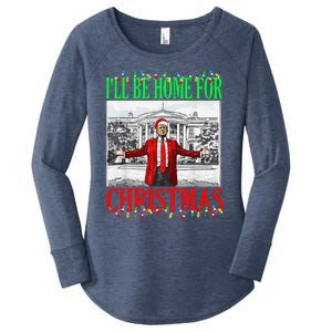 Trump 2024 ILl Be Home For Christmas Funny Trump Xmas Funny Women's Perfect Tri Tunic Long Sleeve Shirt