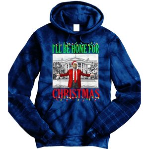 Trump 2024 ILl Be Home For Christmas Funny Trump Xmas Funny Tie Dye Hoodie