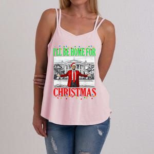 Trump 2024 ILl Be Home For Christmas Funny Trump Xmas Funny Women's Strappy Tank