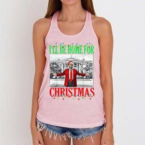 Trump 2024 ILl Be Home For Christmas Funny Trump Xmas Funny Women's Knotted Racerback Tank