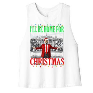 Trump 2024 ILl Be Home For Christmas Funny Trump Xmas Funny Women's Racerback Cropped Tank