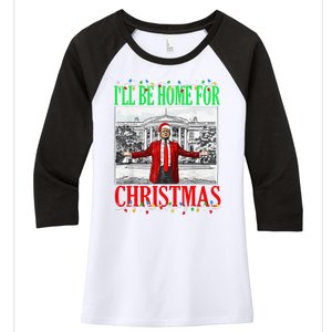 Trump 2024 ILl Be Home For Christmas Funny Trump Xmas Funny Women's Tri-Blend 3/4-Sleeve Raglan Shirt