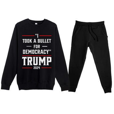 Trump 2024 I Took A Bullet For Democracy Premium Crewneck Sweatsuit Set