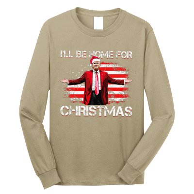 Trump 2024 ILl Be Home For Christmas Funny Trump Xmas 2024 Long Sleeve Shirt