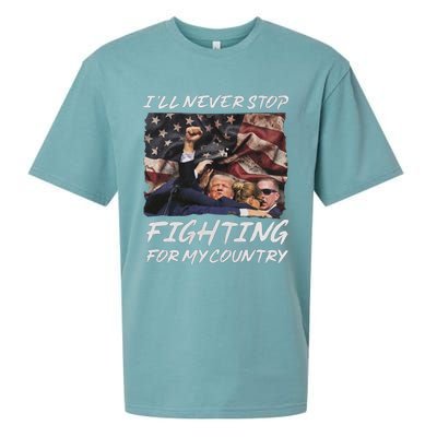 Trump 2024 ILl Never Stop Fighting For My Country Sueded Cloud Jersey T-Shirt