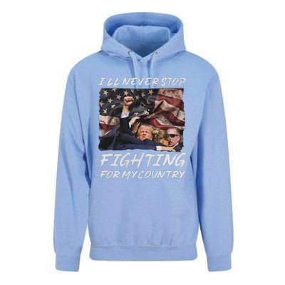 Trump 2024 ILl Never Stop Fighting For My Country Unisex Surf Hoodie