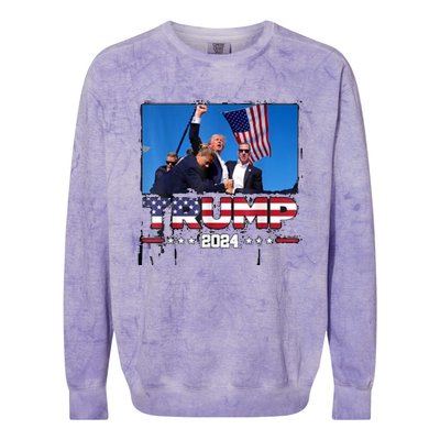 Trump 2024 ILl Never Stop Fighting For My Country Colorblast Crewneck Sweatshirt