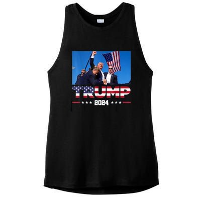 Trump 2024 ILl Never Stop Fighting For My Country Ladies PosiCharge Tri-Blend Wicking Tank