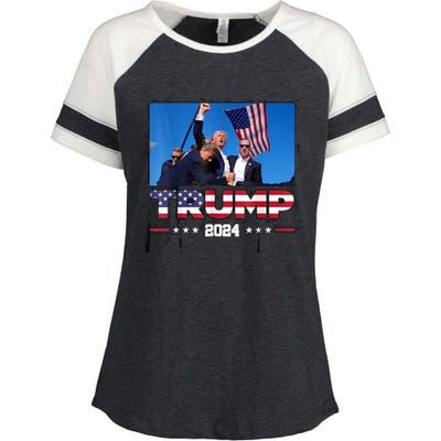 Trump 2024 ILl Never Stop Fighting For My Country Enza Ladies Jersey Colorblock Tee