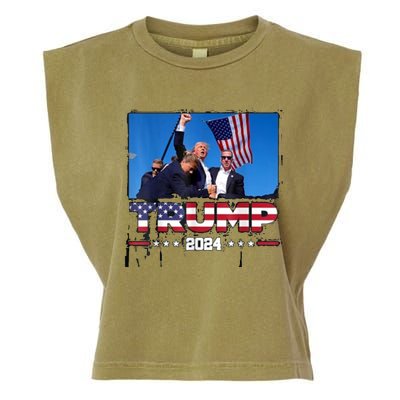 Trump 2024 ILl Never Stop Fighting For My Country Garment-Dyed Women's Muscle Tee