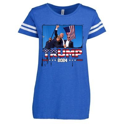 Trump 2024 ILl Never Stop Fighting For My Country Enza Ladies Jersey Football T-Shirt