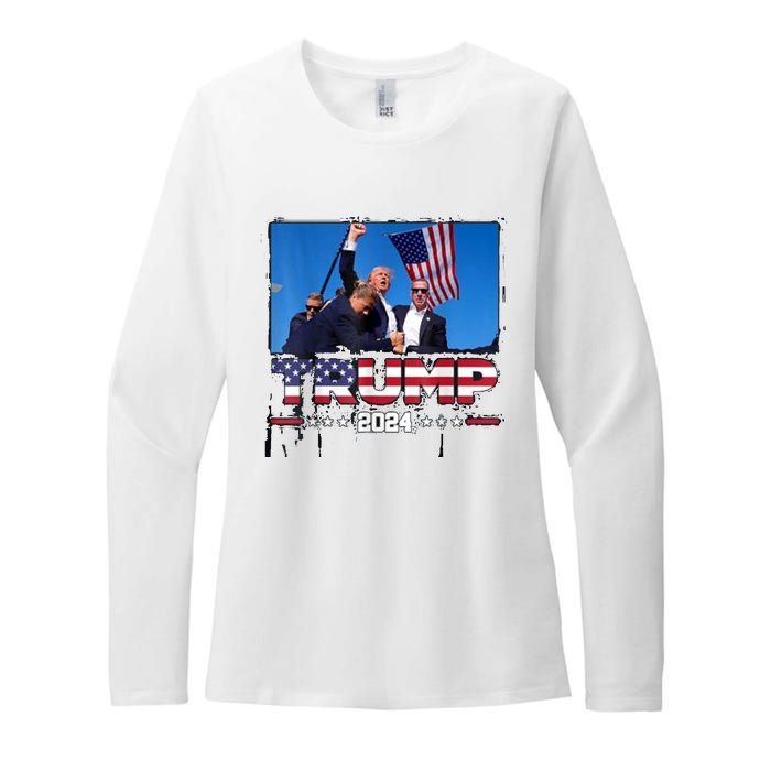 Trump 2024 ILl Never Stop Fighting For My Country Womens CVC Long Sleeve Shirt