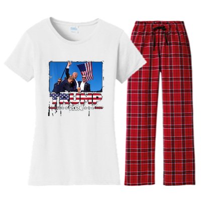 Trump 2024 ILl Never Stop Fighting For My Country Women's Flannel Pajama Set