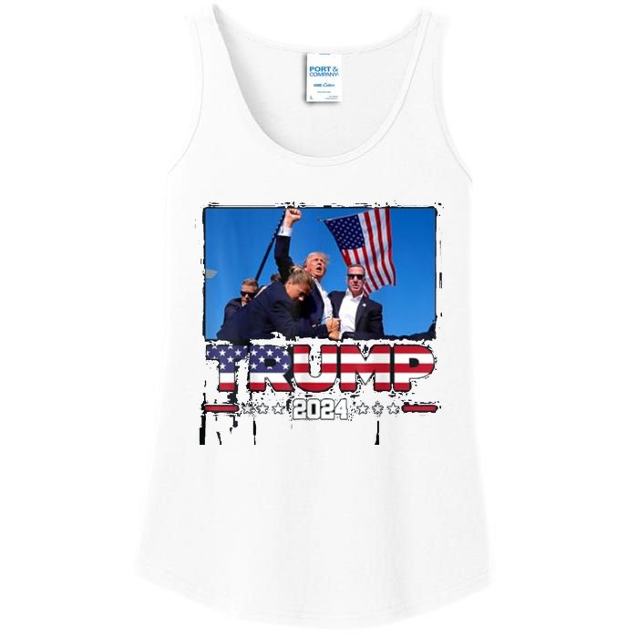 Trump 2024 ILl Never Stop Fighting For My Country Ladies Essential Tank