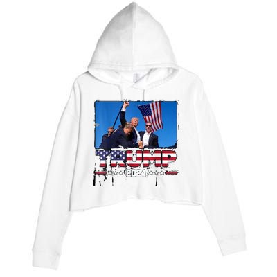 Trump 2024 ILl Never Stop Fighting For My Country Crop Fleece Hoodie