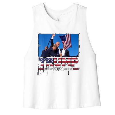 Trump 2024 ILl Never Stop Fighting For My Country Women's Racerback Cropped Tank