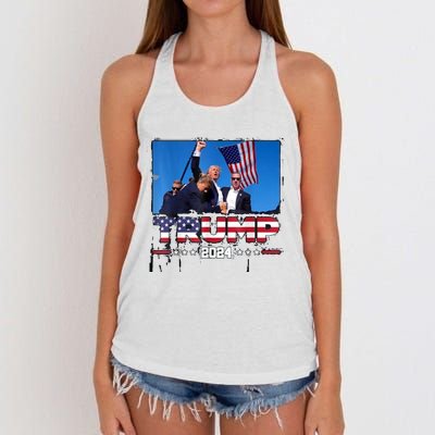 Trump 2024 ILl Never Stop Fighting For My Country Women's Knotted Racerback Tank