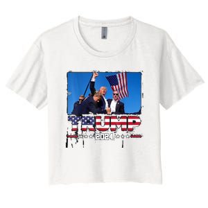 Trump 2024 ILl Never Stop Fighting For My Country Women's Crop Top Tee