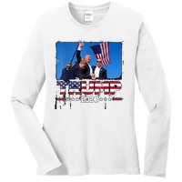 Trump 2024 ILl Never Stop Fighting For My Country Ladies Long Sleeve Shirt