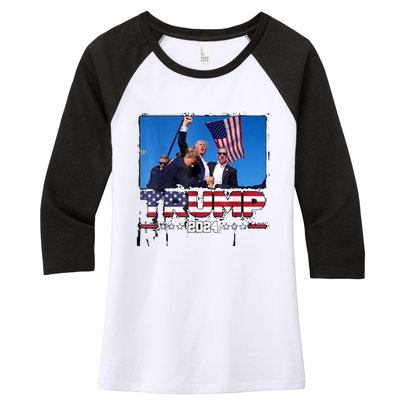 Trump 2024 ILl Never Stop Fighting For My Country Women's Tri-Blend 3/4-Sleeve Raglan Shirt