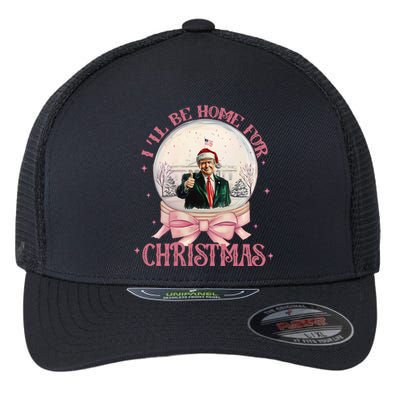 Trump 2024 ILl Be Home Christmas Santa Xmas Flexfit Unipanel Trucker Cap