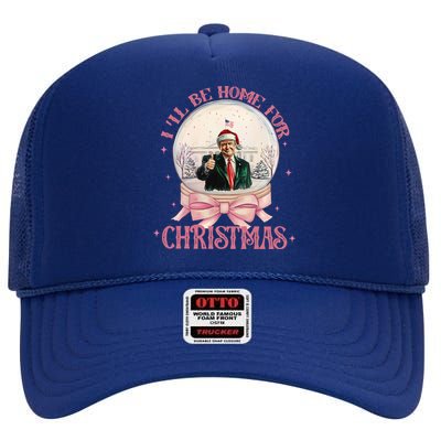 Trump 2024 ILl Be Home Christmas Santa Xmas High Crown Mesh Back Trucker Hat