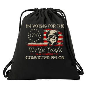 Trump 2024 IM Voting Convicted Felon 2024 Usa Flag Drawstring Bag