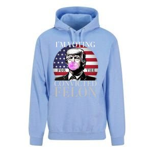 Trump 2024 IM Voting For The Convicted Felon Funny Gift Unisex Surf Hoodie