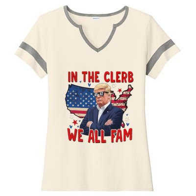 Trump 2024 In The Clerb We All Fam 45 47 Ladies Halftime Notch Neck Tee