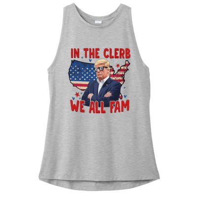 Trump 2024 In The Clerb We All Fam 45 47 Ladies PosiCharge Tri-Blend Wicking Tank