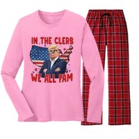 Trump 2024 In The Clerb We All Fam 45 47 Women's Long Sleeve Flannel Pajama Set 