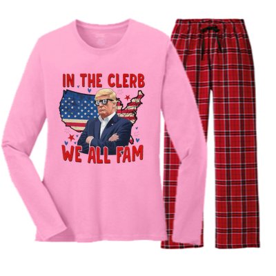 Trump 2024 In The Clerb We All Fam 45 47 Women's Long Sleeve Flannel Pajama Set 