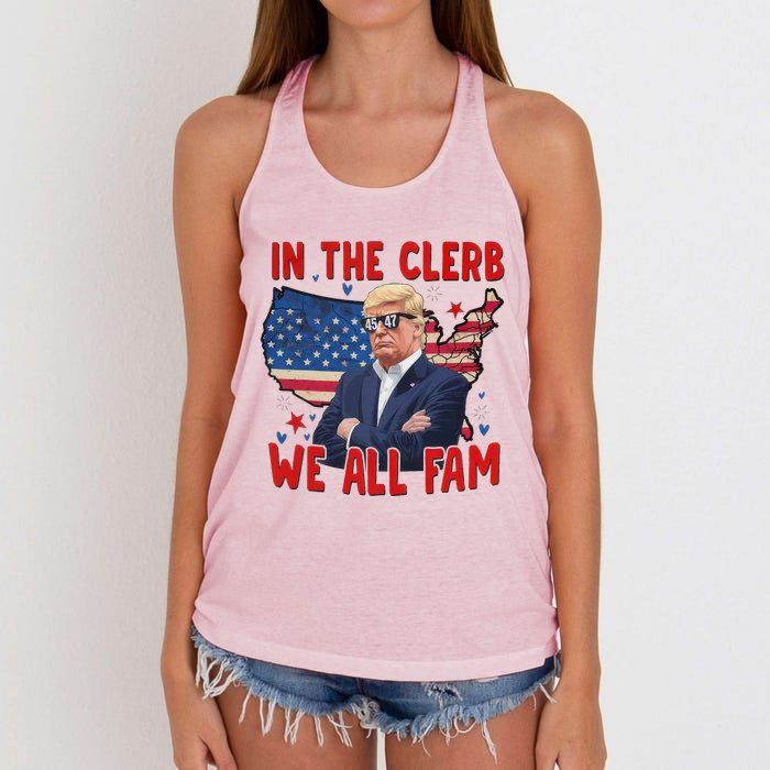 Trump 2024 In The Clerb We All Fam 45 47 Women's Knotted Racerback Tank