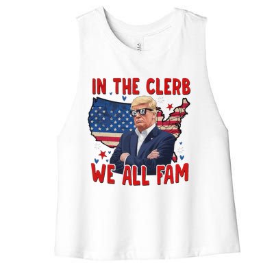 Trump 2024 In The Clerb We All Fam 45 47 Women's Racerback Cropped Tank