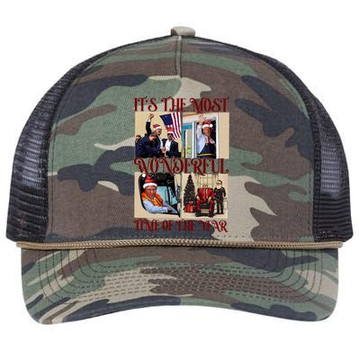 Trump 2024 ILl Be Home For Christmas Retro Rope Trucker Hat Cap