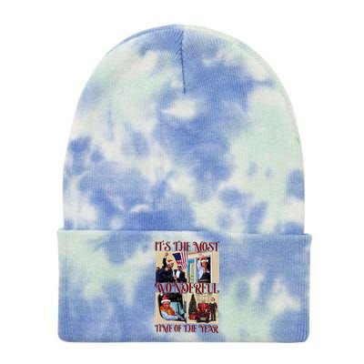 Trump 2024 ILl Be Home For Christmas Tie Dye 12in Knit Beanie