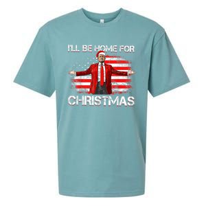 Trump 2024 Ill Be Home For Christmas Funny Trump Xmas 2024 Sueded Cloud Jersey T-Shirt